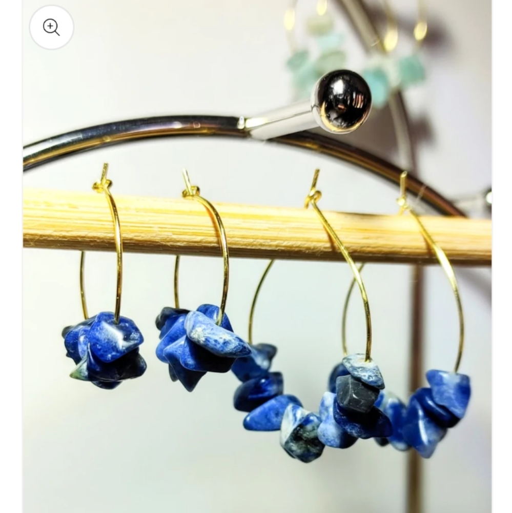 Sodalite stone hoop earrings